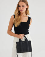 Nova Small Grab Tote With Monogram Stripe Strap