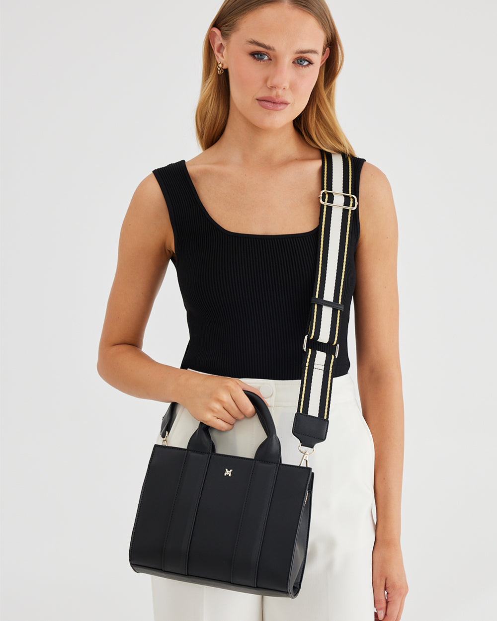 Nova Small Grab Tote With Metallic Stripe Strap