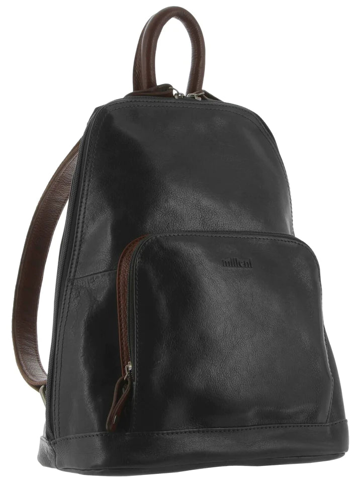 Milleni - NL10767 Leather Backpack - Black/Chesnut-1