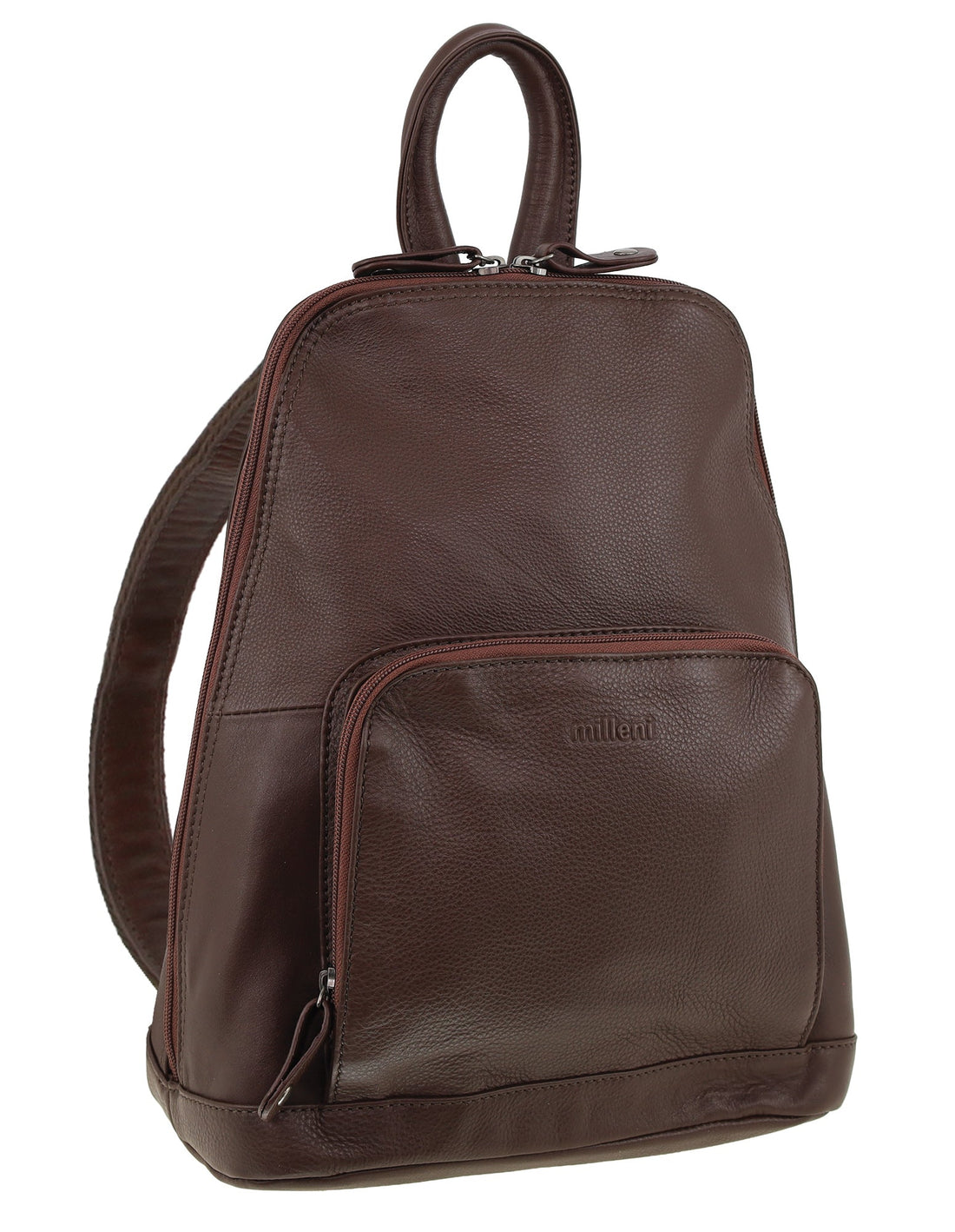 Milleni - NL10767 Leather Backpack - Chocolate