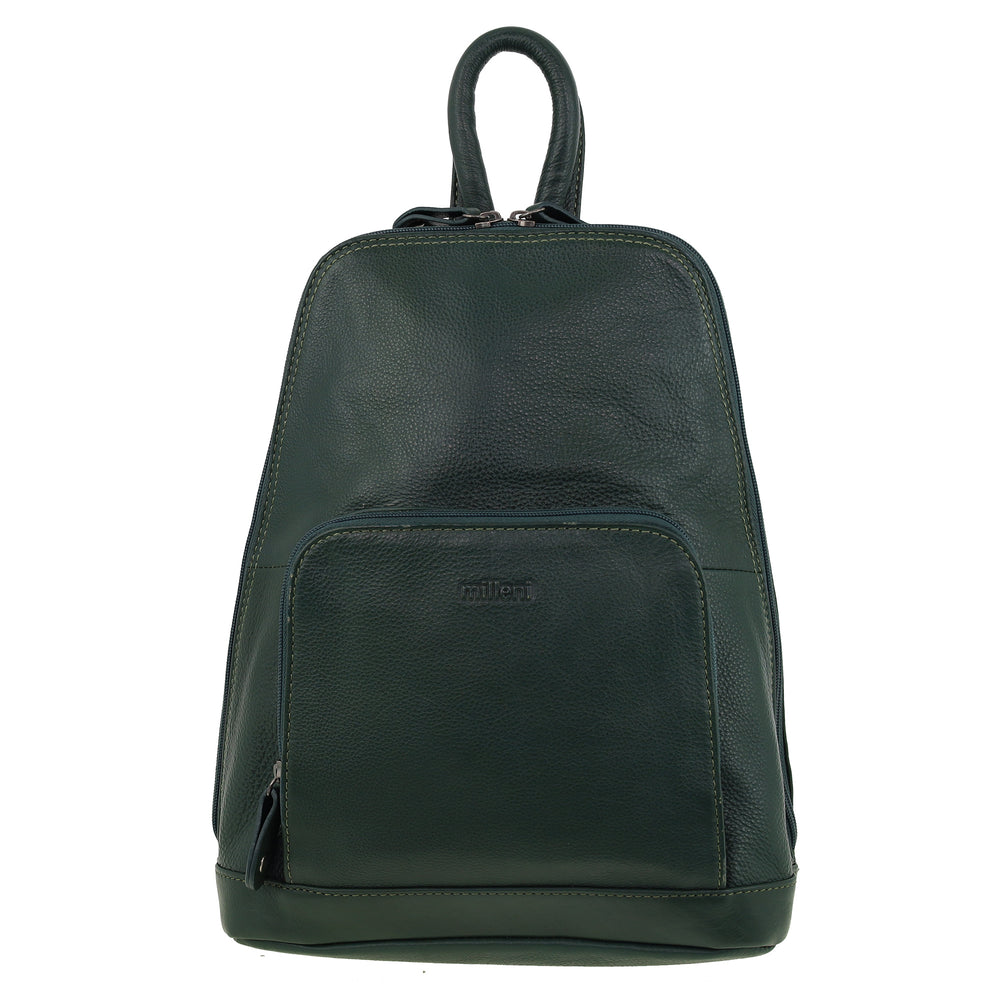 Milleni - NL10767 Leather Backpack - Olive Green