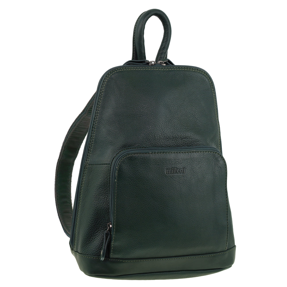Milleni - NL10767 Leather Backpack - Olive Green