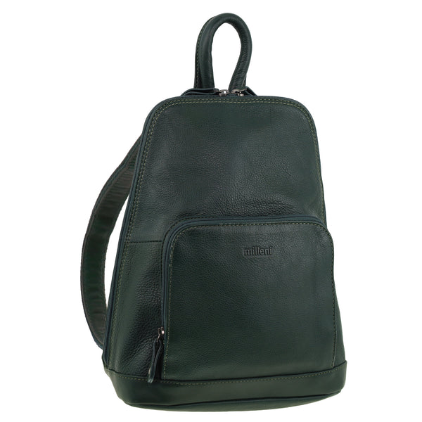 Milleni - NL10767 Leather Backpack - Olive Green