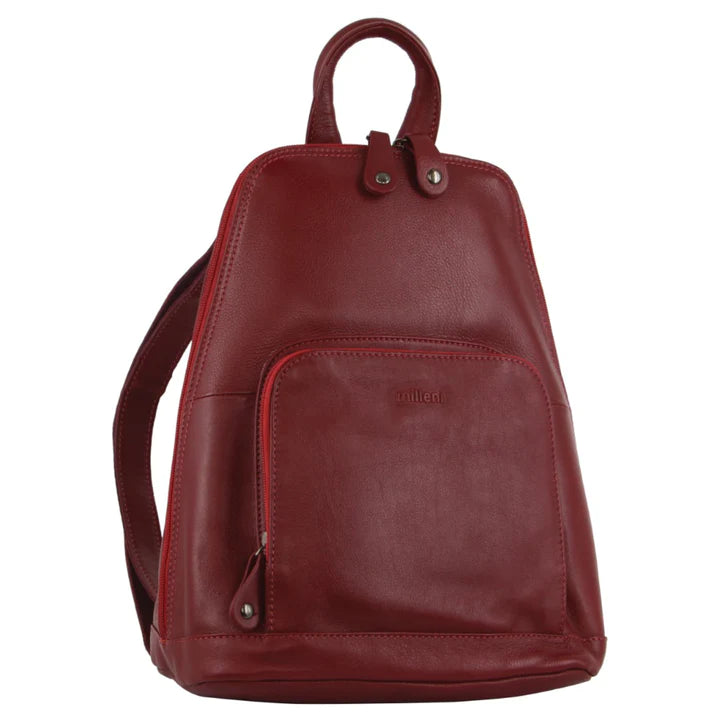 Milleni - NL10767 Leather Backpack - Red-1