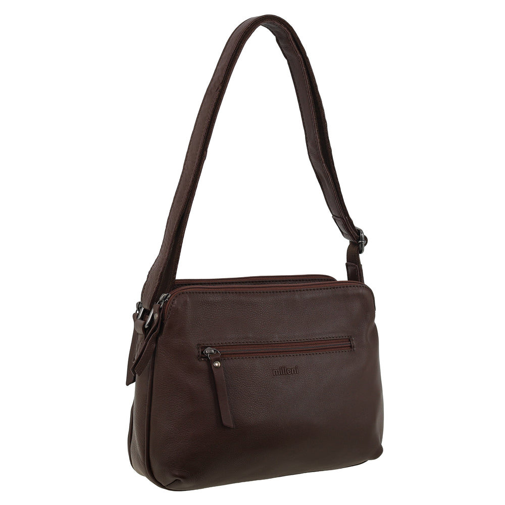 Milleni - NL10768 Leather Crossbody Bag - Chocolate