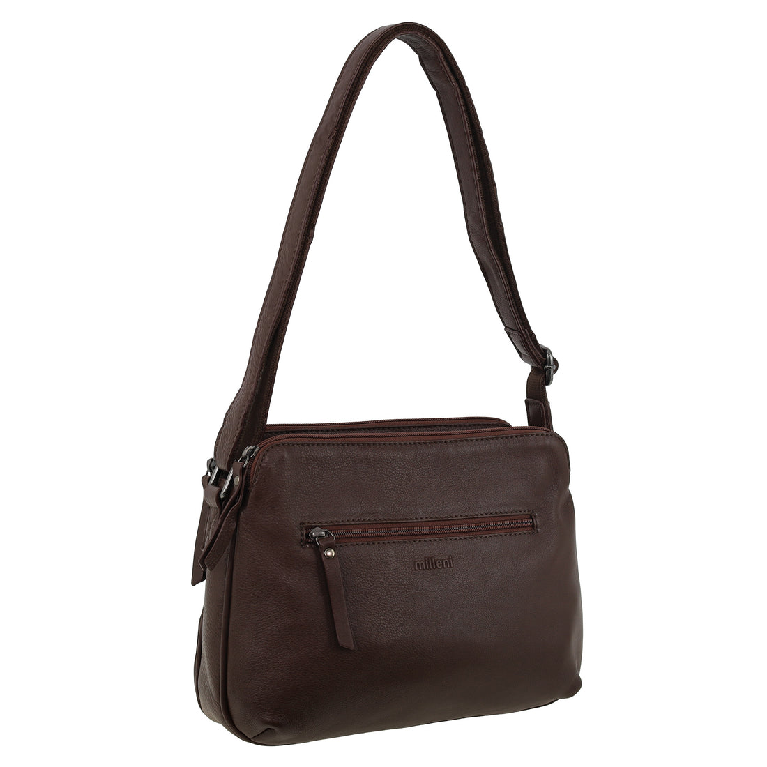 Milleni - NL10768 Leather Crossbody Bag - Chocolate