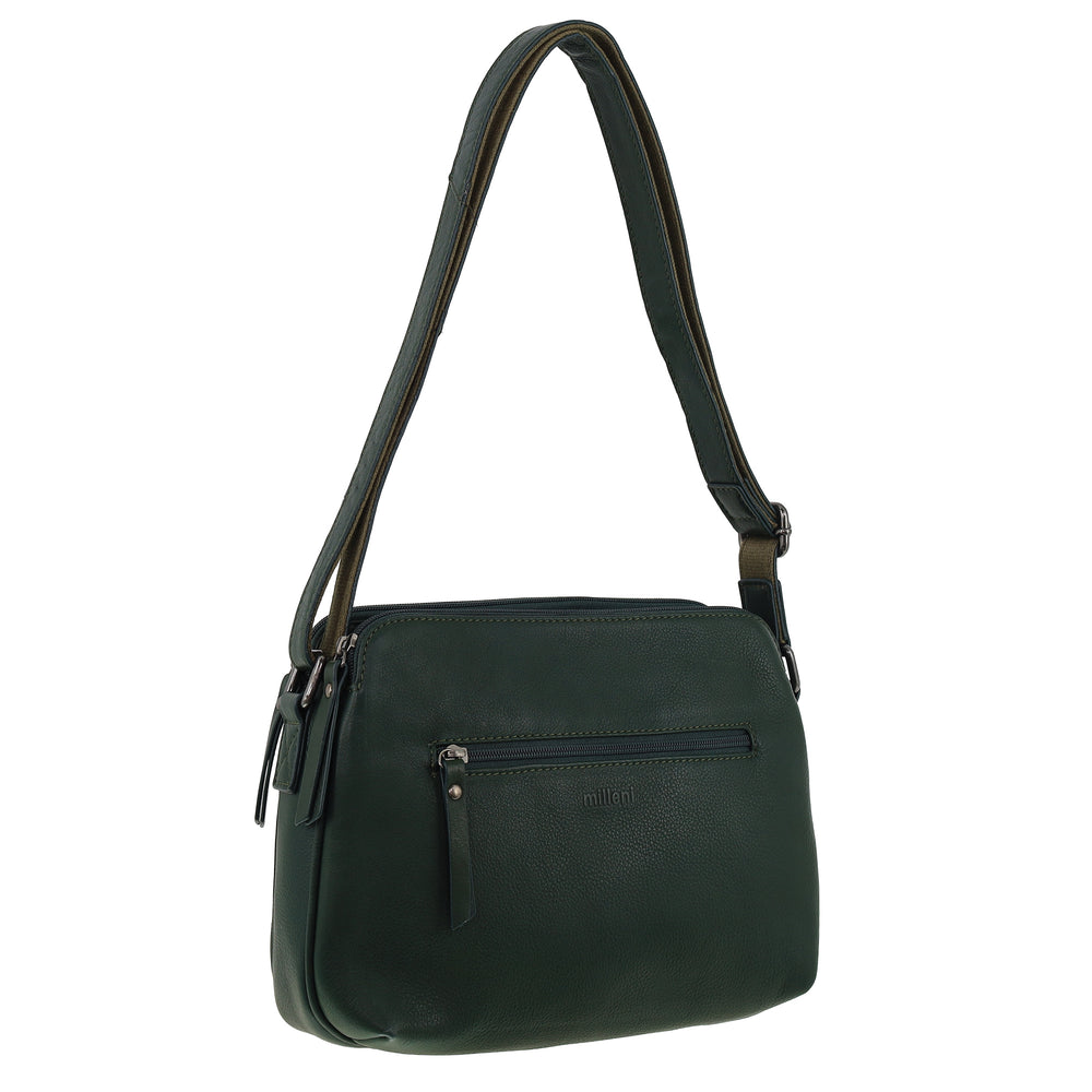 Milleni - NL10768 Leather Crossbody Bag - Olive Green