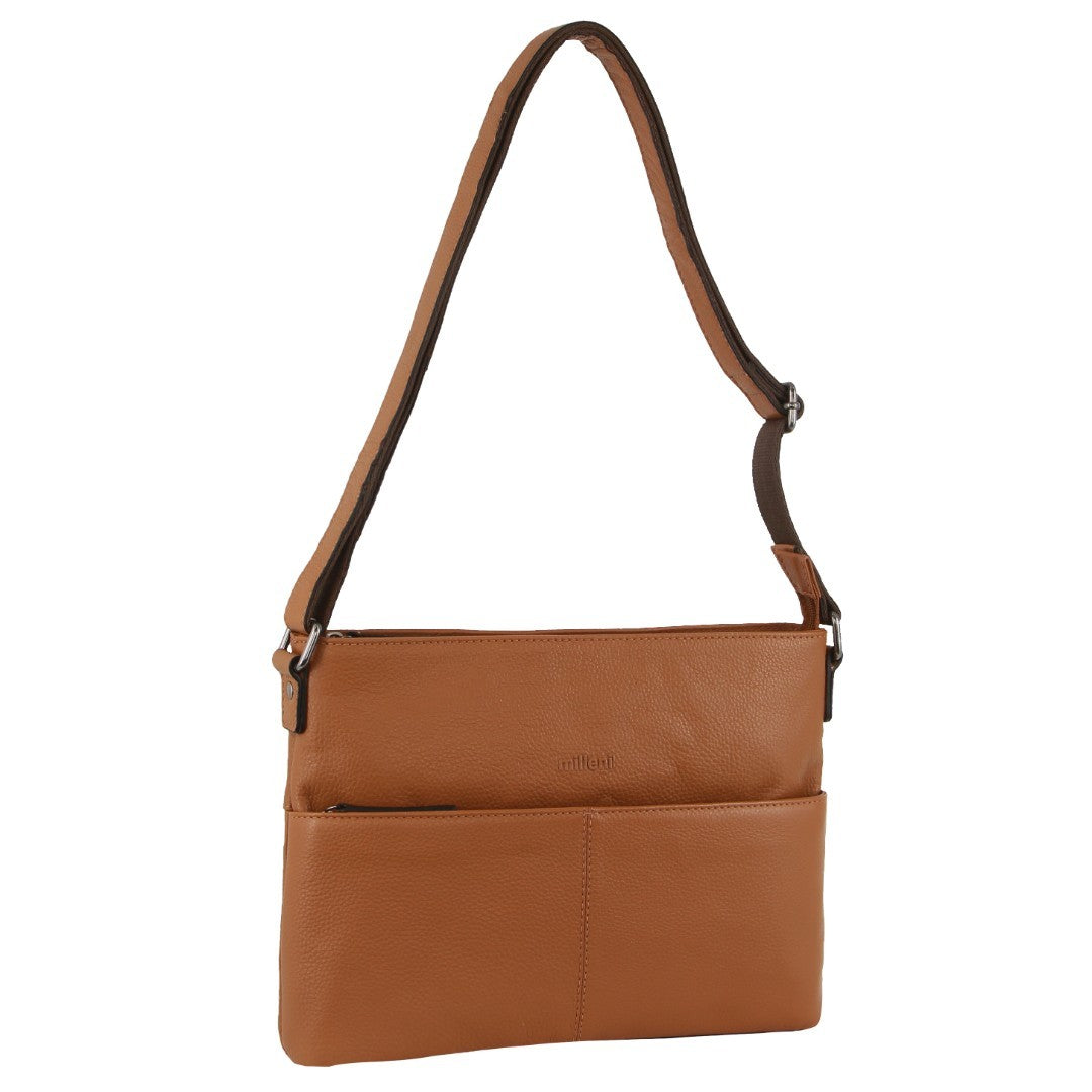 Milleni - NL3735Ladies Leather crossbody - Cognac