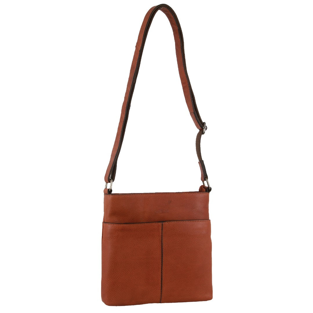 Milleni - NL3739 Ladies Leather N/S Crossbody - Cognac
