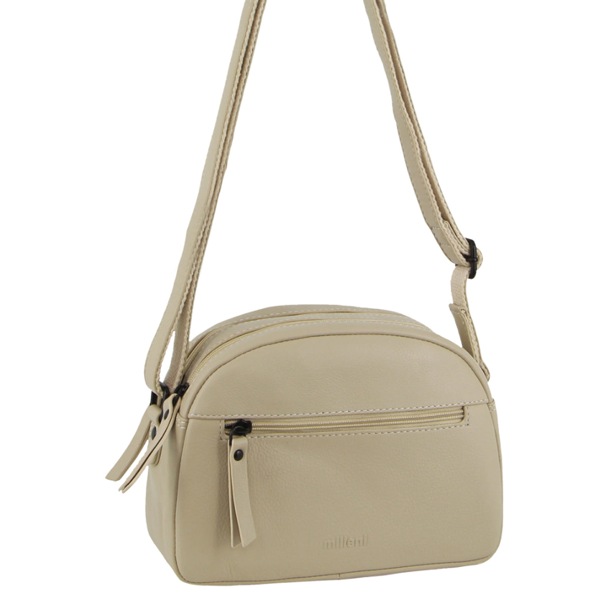 Milleni - NL3869 Small rounded leather sidebag - Cement-3