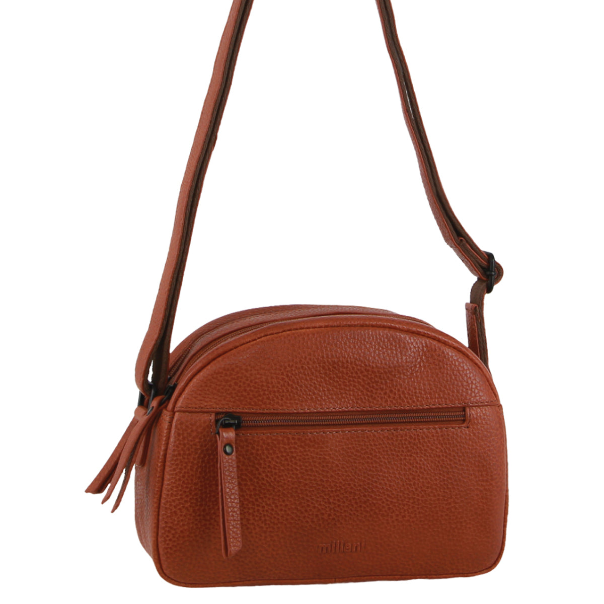 Milleni - NL3869 Small rounded leather sidebag - Cognac-3