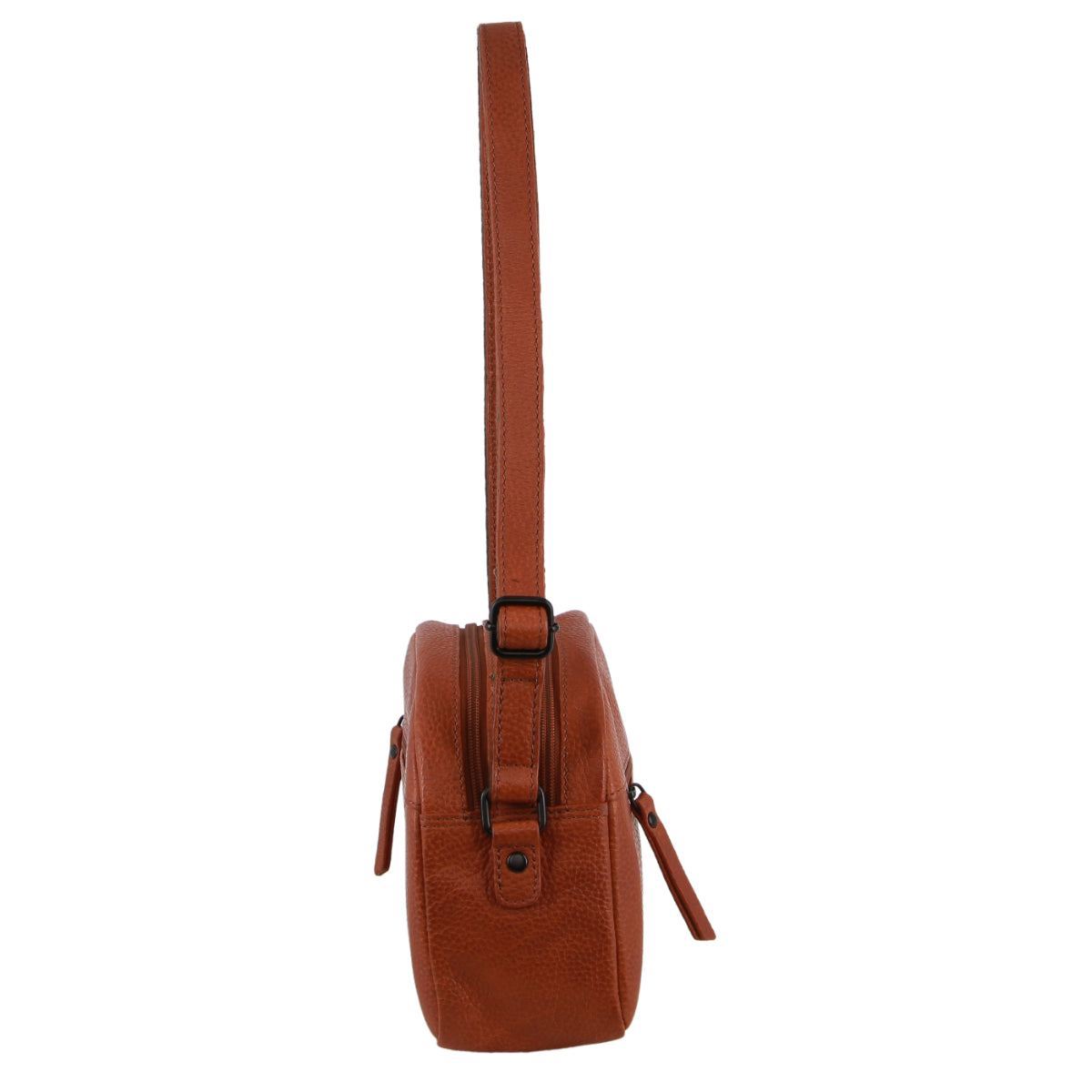 Milleni - NL3869 Small rounded leather sidebag - Cognac - 0