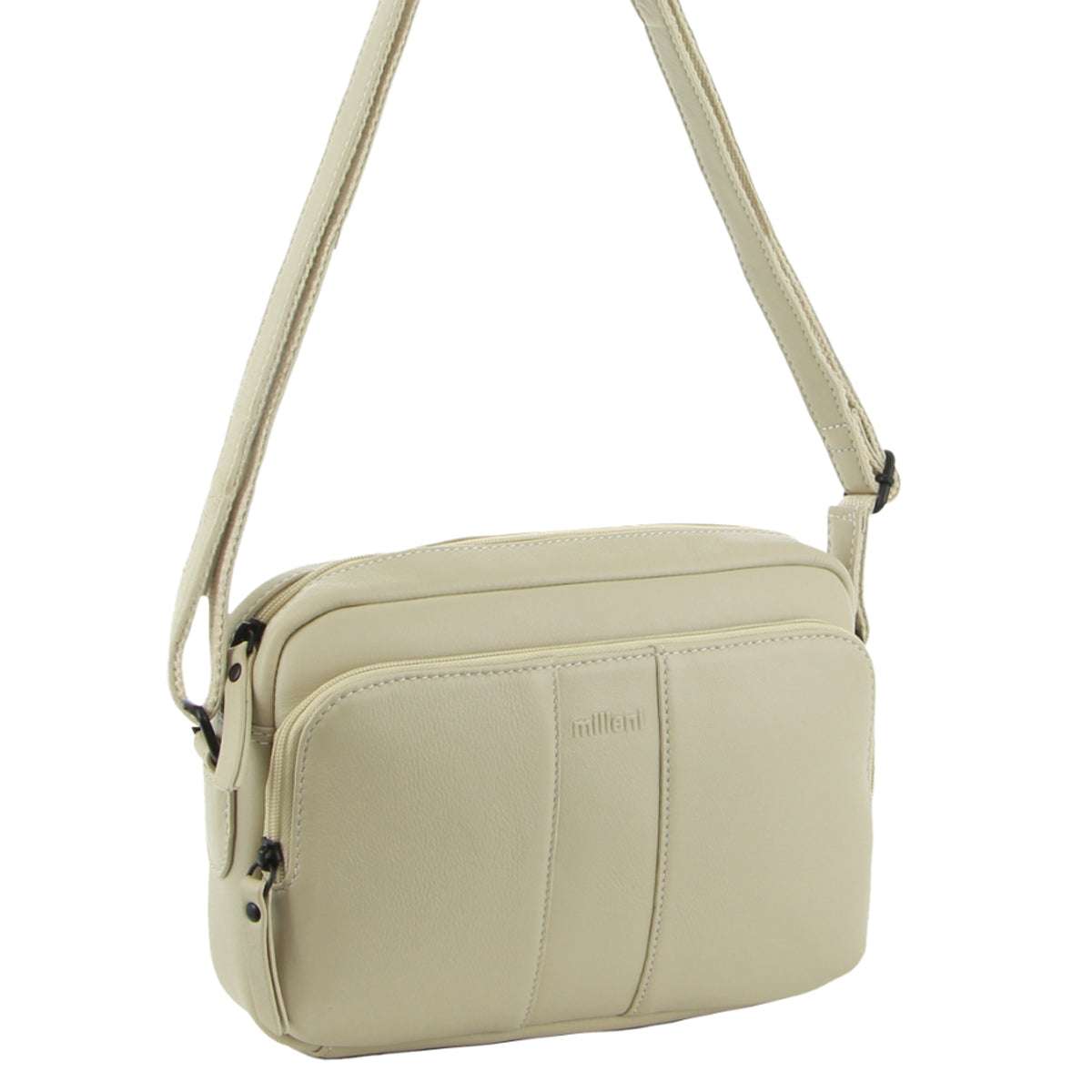 Milleni - NL3871 Small leather sidebag - Cement-3