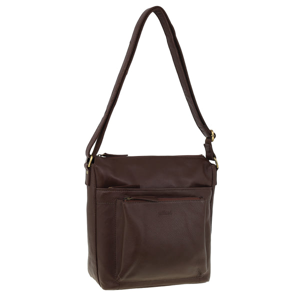 Milleni - NL4157 Leather Crossbody Bag - Chocolate
