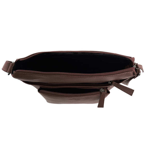 Milleni - NL4157 Leather Crossbody Bag - Chocolate