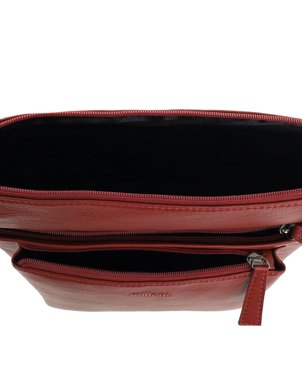 Milleni - NL4157 Leather Crossbody Bag - Red
