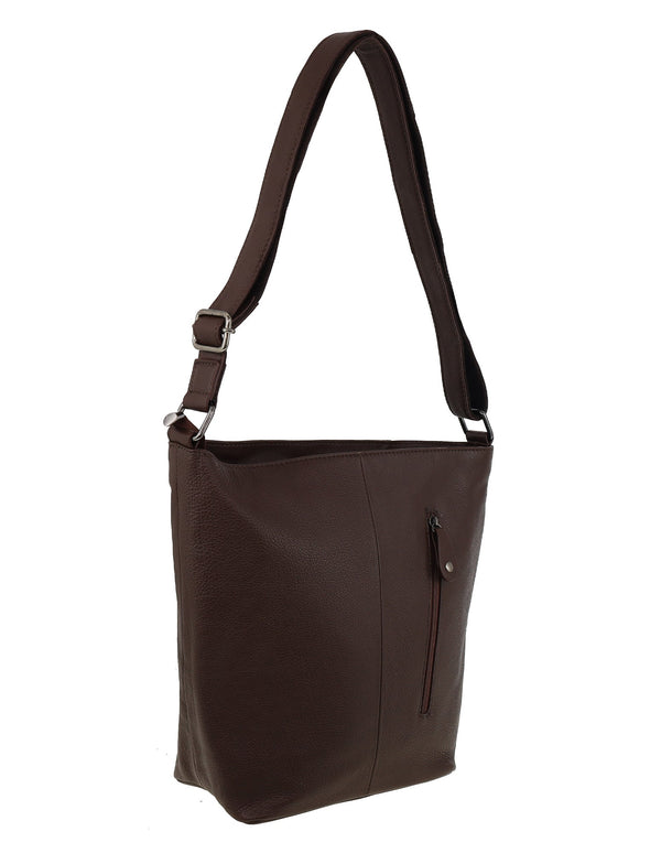 Milleni - NL9801 Leather Crossbody Bag - Chocolate