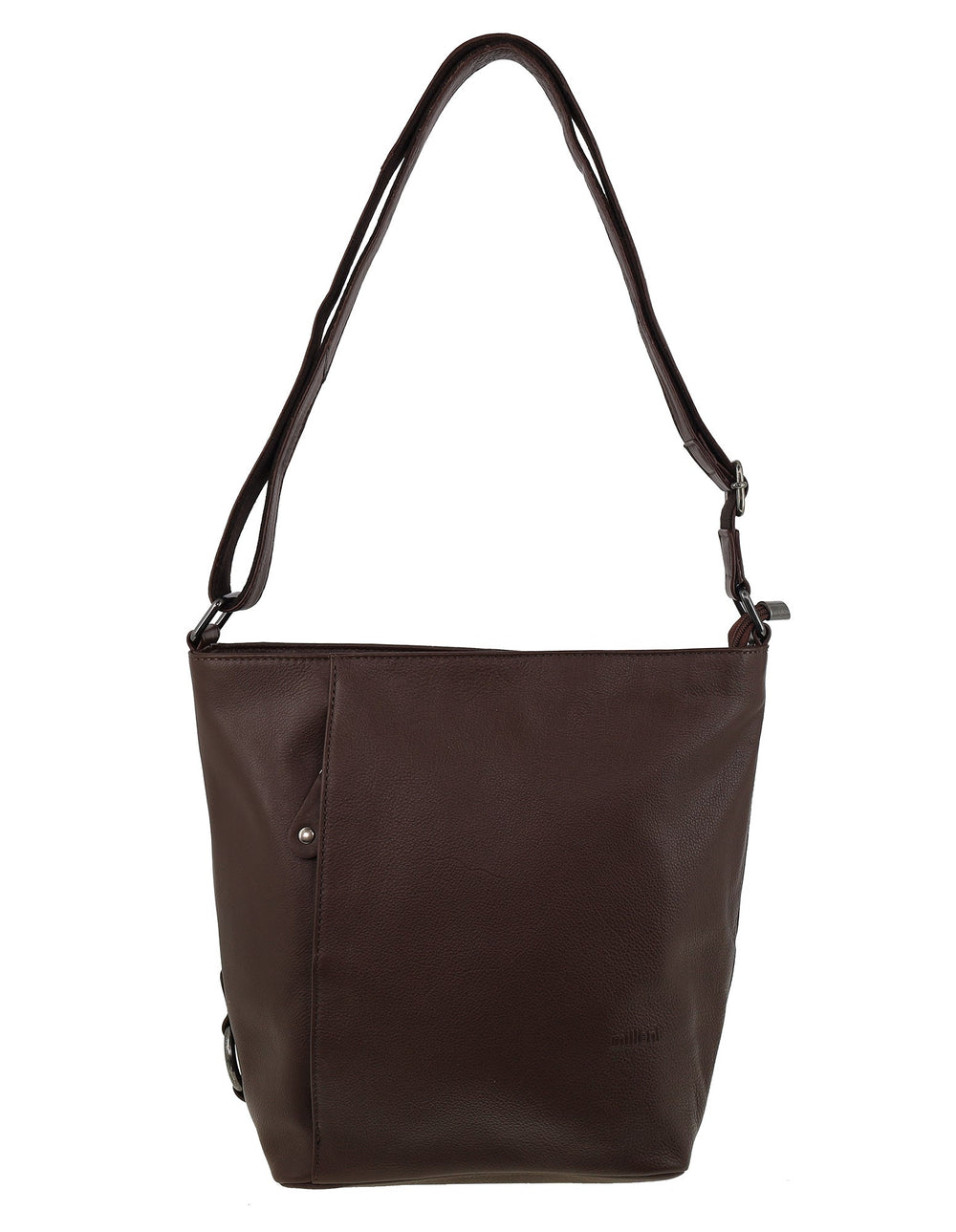 Milleni - NL9801 Leather Crossbody Bag - Chocolate