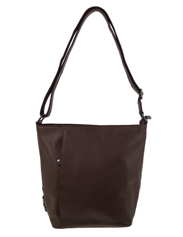 Milleni - NL9801 Leather Crossbody Bag - Chocolate