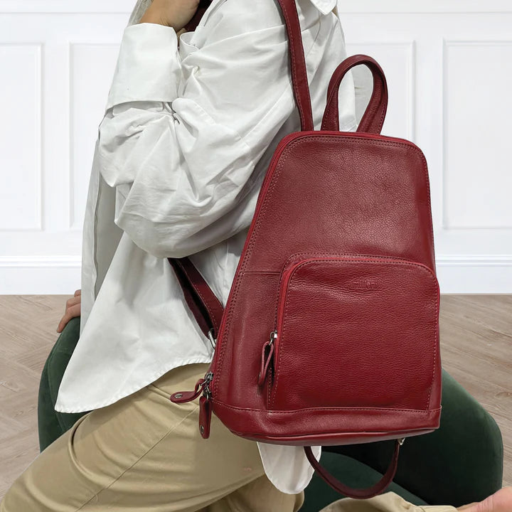 Milleni - NL10767 Leather Backpack - Red-2