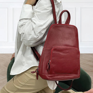 Milleni - NL10767 Leather Backpack - Red - 0