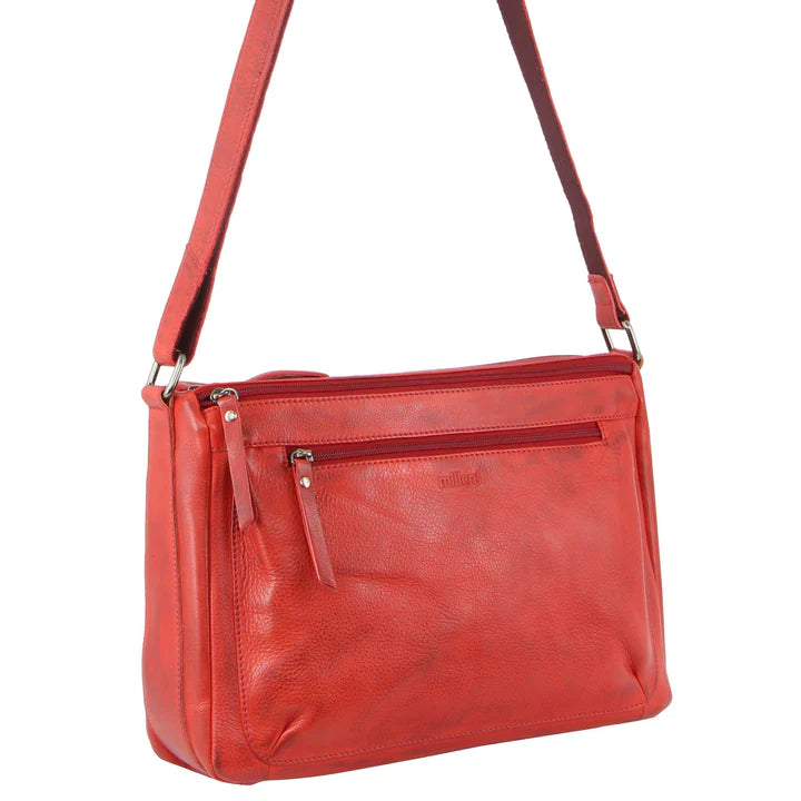 Milleni - NL9426 2section leather handbag - RED-1
