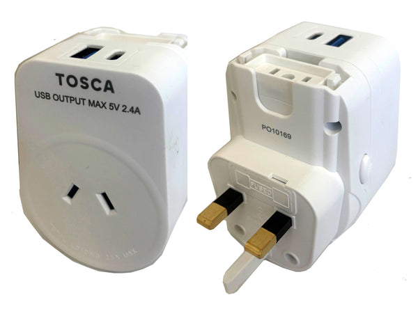 Tosca - TCA072 World Wide USB A+c Port Adaptor - White