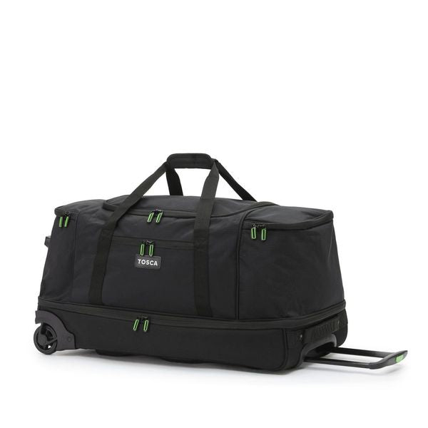 Tosca - TCA798TWM-A 70cm Wheeled split compartment Duffle - Black/Lime - 0