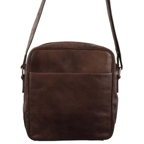 Pierre Cardin - PC2800 Rustic Leather Crossbody Bag - Chocolate