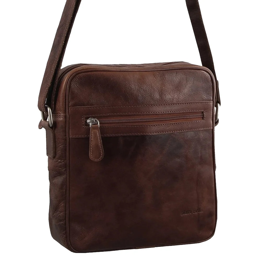 Pierre Cardin - PC2800 Rustic Leather Crossbody Bag - Chocolate