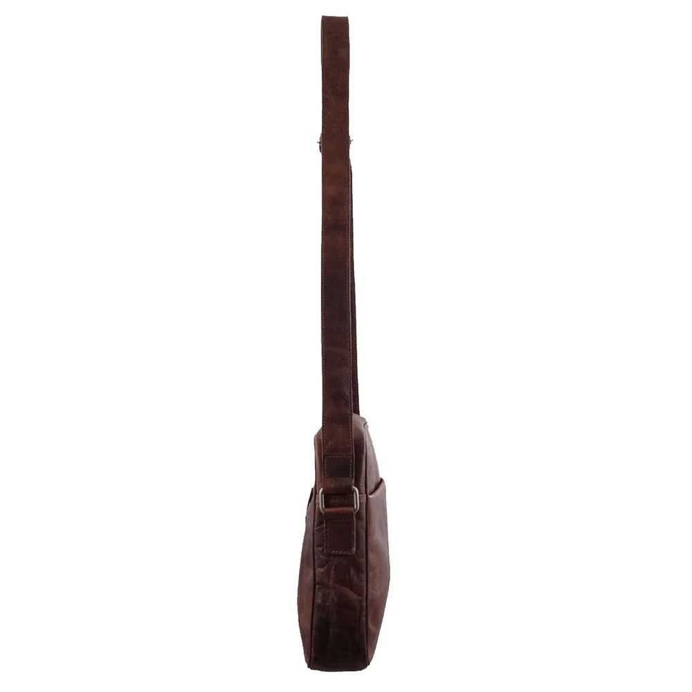 Pierre Cardin - PC2800 Rustic Leather Crossbody Bag - Chocolate