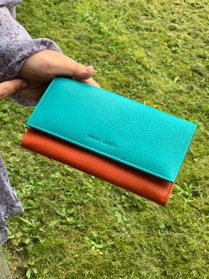 Pierre Cardin - PC3262 Leather Multi Colour Large Wallet - Turquoise/Orange