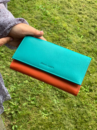 Pierre Cardin - PC3262 Leather Multi Colour Large Wallet - Turquoise/Orange