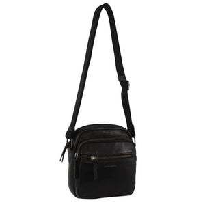 Pierre Cardin - PC3764 Leather Mens Cross Body Bag - Black