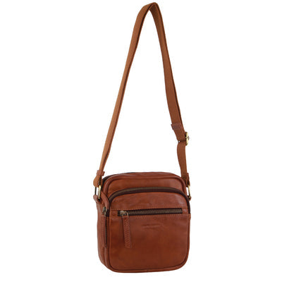 Pierre Cardin - PC3764 Leather mens cross body bag - Cognac