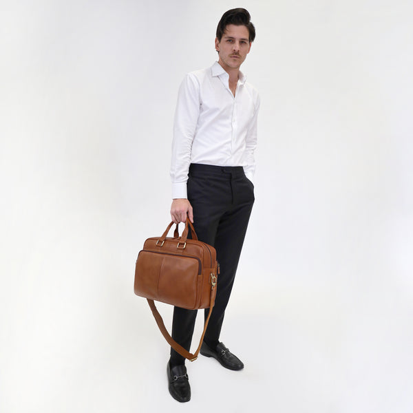 Pierre Cardin - PC3811 Leather Briefcase - Brown
