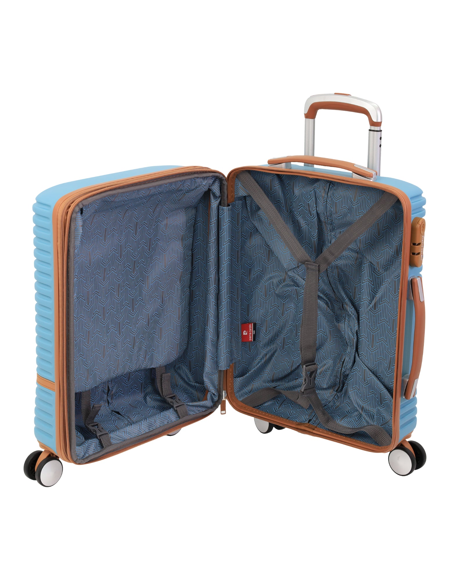 Pierre Cardin - PC3937S 54cm Small PU Trim Fashion Suitcase - Blue-3