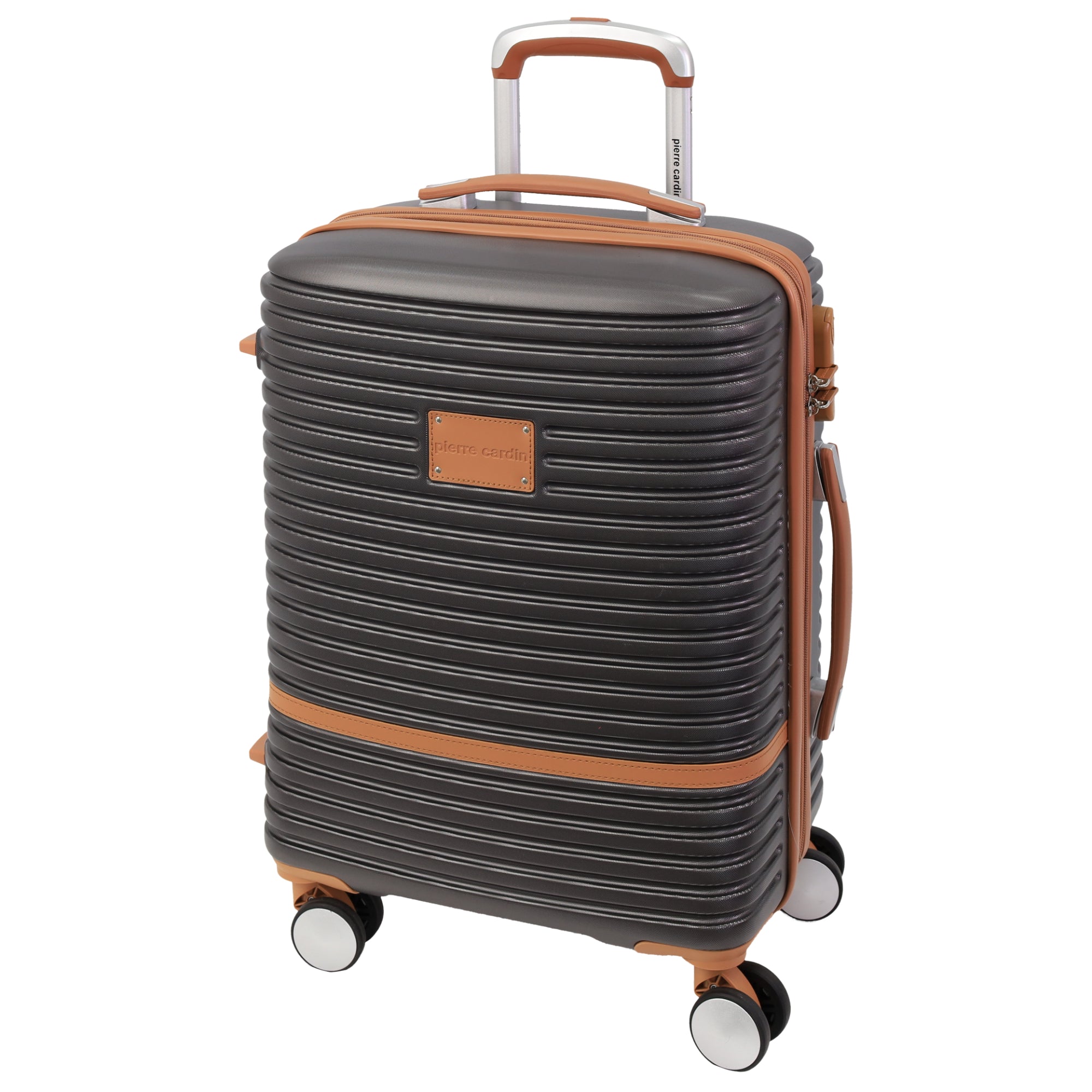 Pierre Cardin - PC3937S 54cm Small PU Trim Fashion Suitcase - Charcoal-1