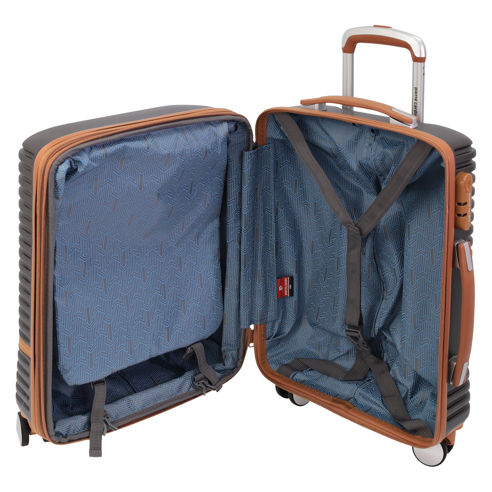 Pierre Cardin - PC3937S 54cm Small PU Trim Fashion Suitcase - Charcoal-4