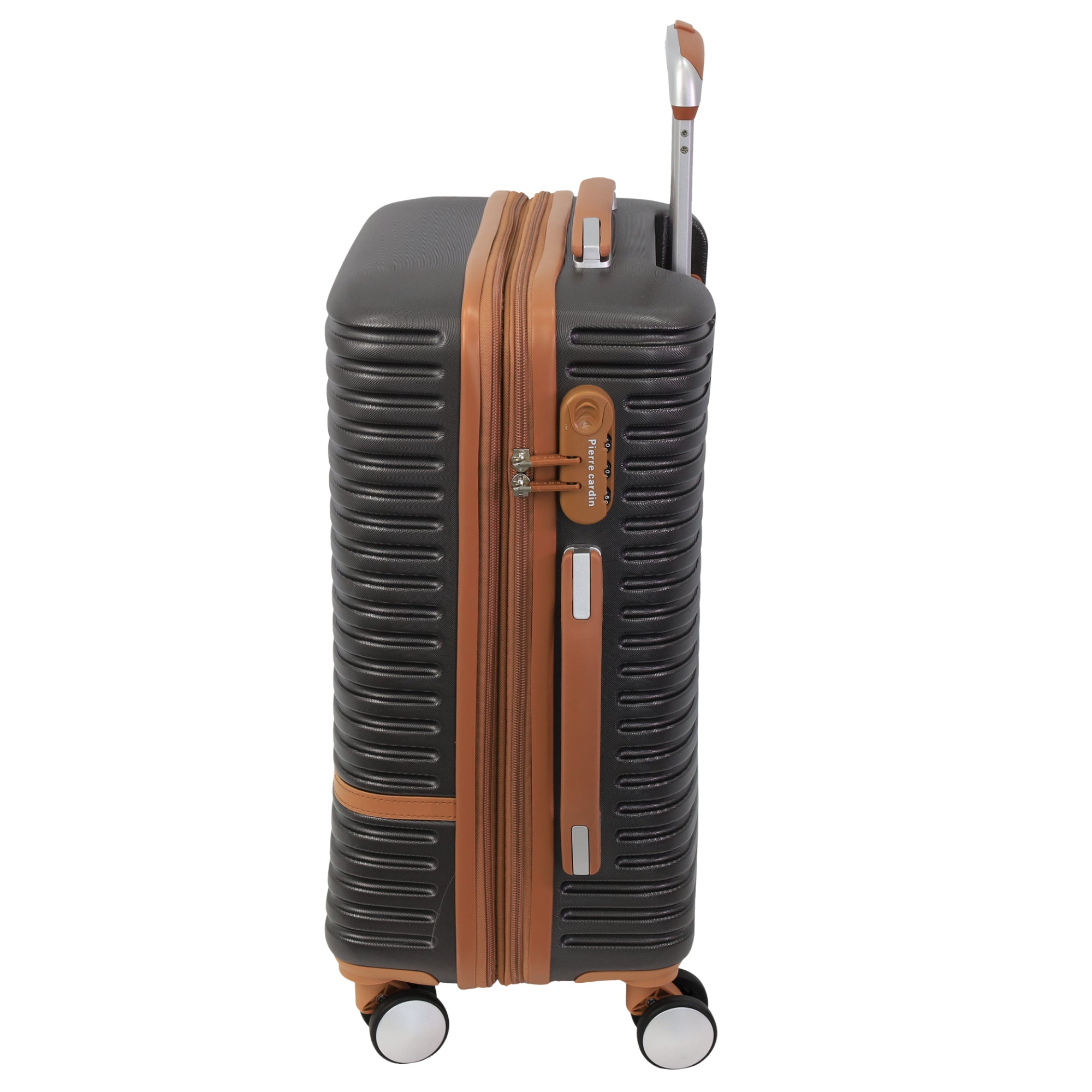 Pierre Cardin - PC3937S 54cm Small PU Trim Fashion Suitcase - Charcoal - 0