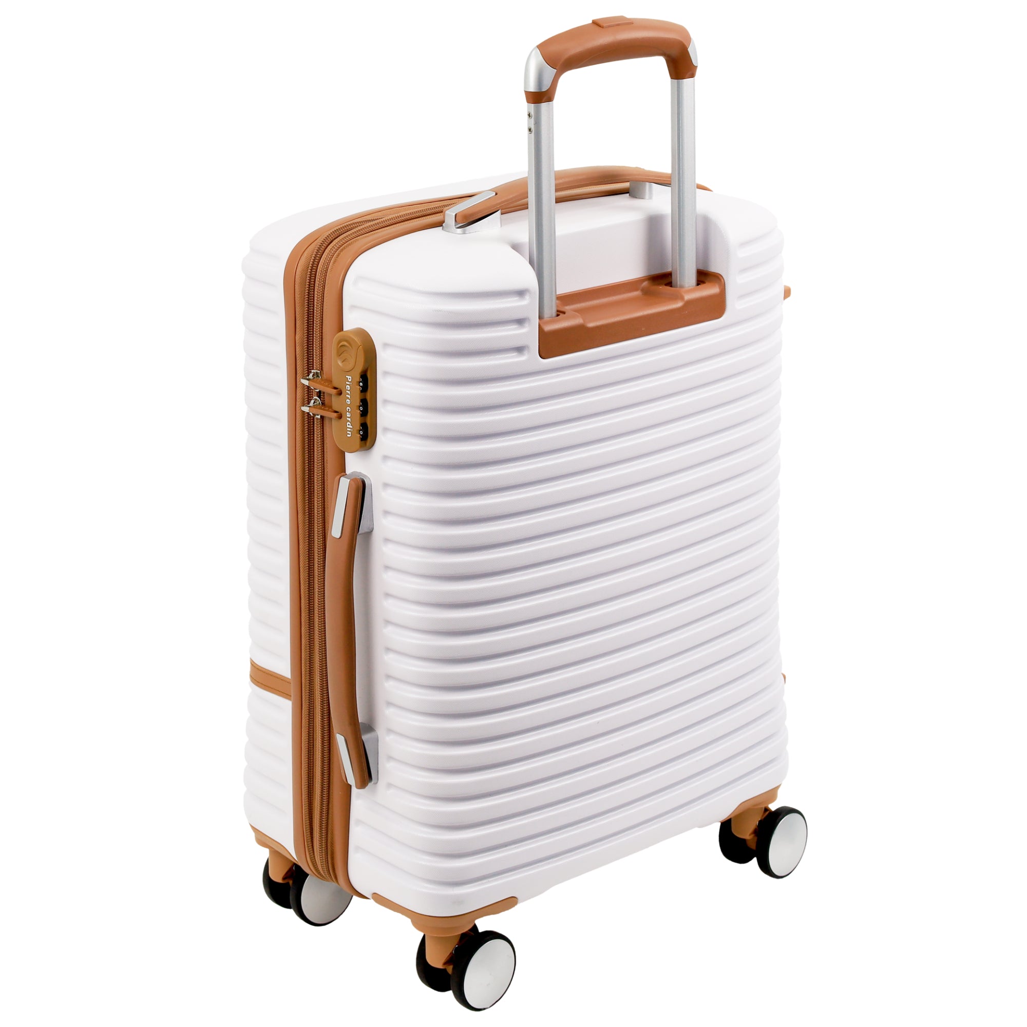 Pierre Cardin - PC3937S 54cm Small PU Trim Fashion Suitcase - White-2