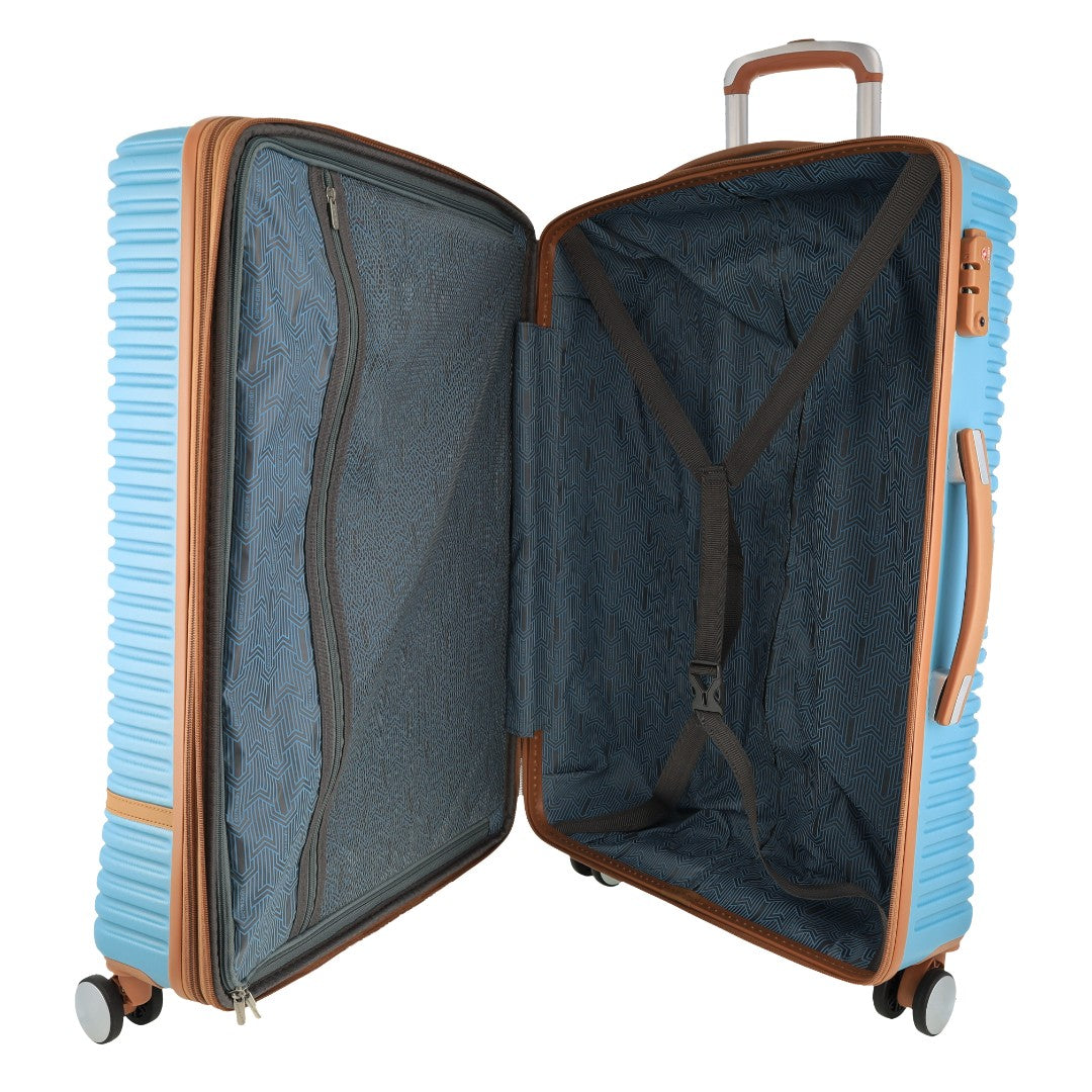 Pierre Cardin - PC3937L 80cm Large PU Trim Fashion Suitcase - Blue-3