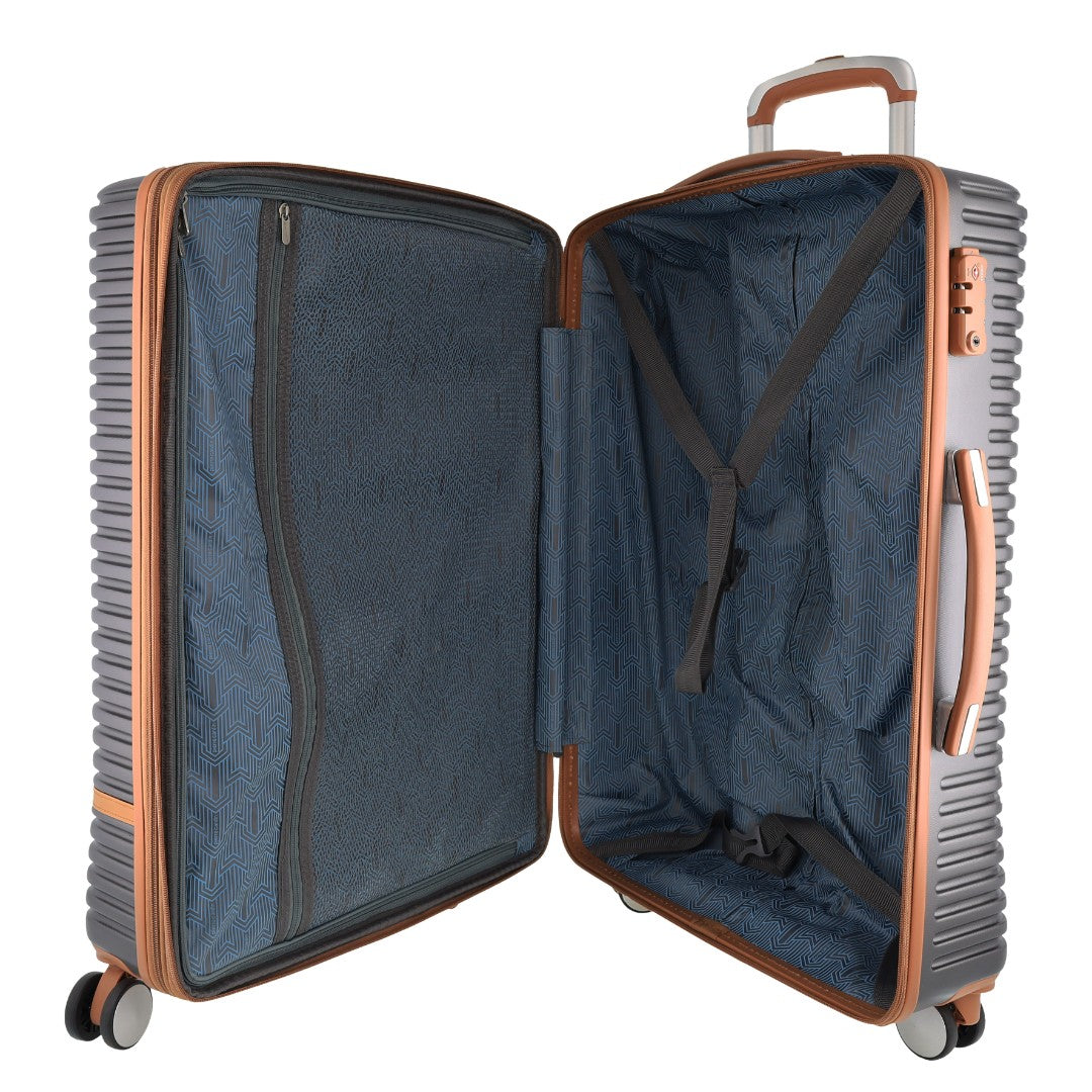 Pierre Cardin - PC3937M 70cm Medium PU Trim Fashion Suitcase - Charcoal-3