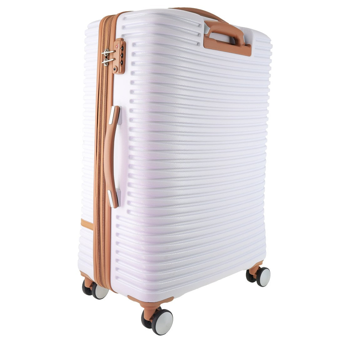 Pierre Cardin - PC3937M 70cm Medium PU Trim Fashion Suitcase - White