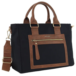 Pierre Cardin - PC4076 Two-Tone RFID Nylon Tote Bag - Black