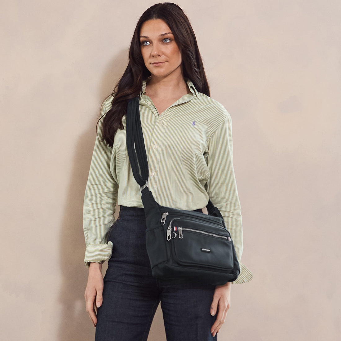 Pierre Cardin - PC4077 Nylon Crossbody Bag - Black