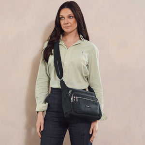Pierre Cardin - PC4077 Nylon Crossbody Bag - Black