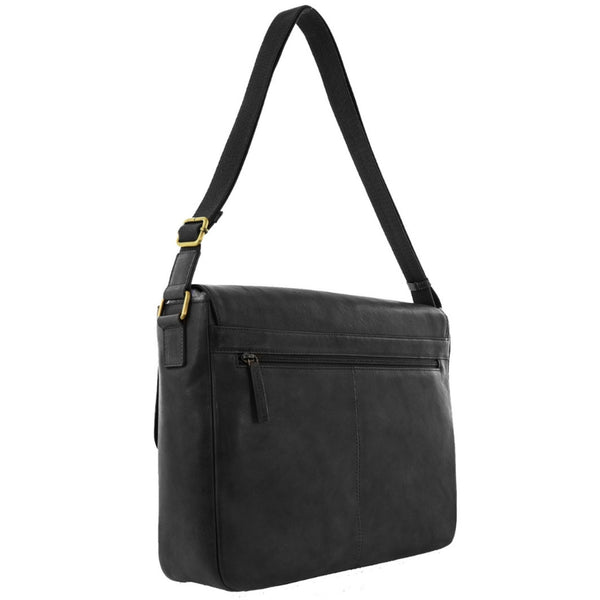 Pierre Cardin - PC4084 Leather Messenger Briefcase - Black