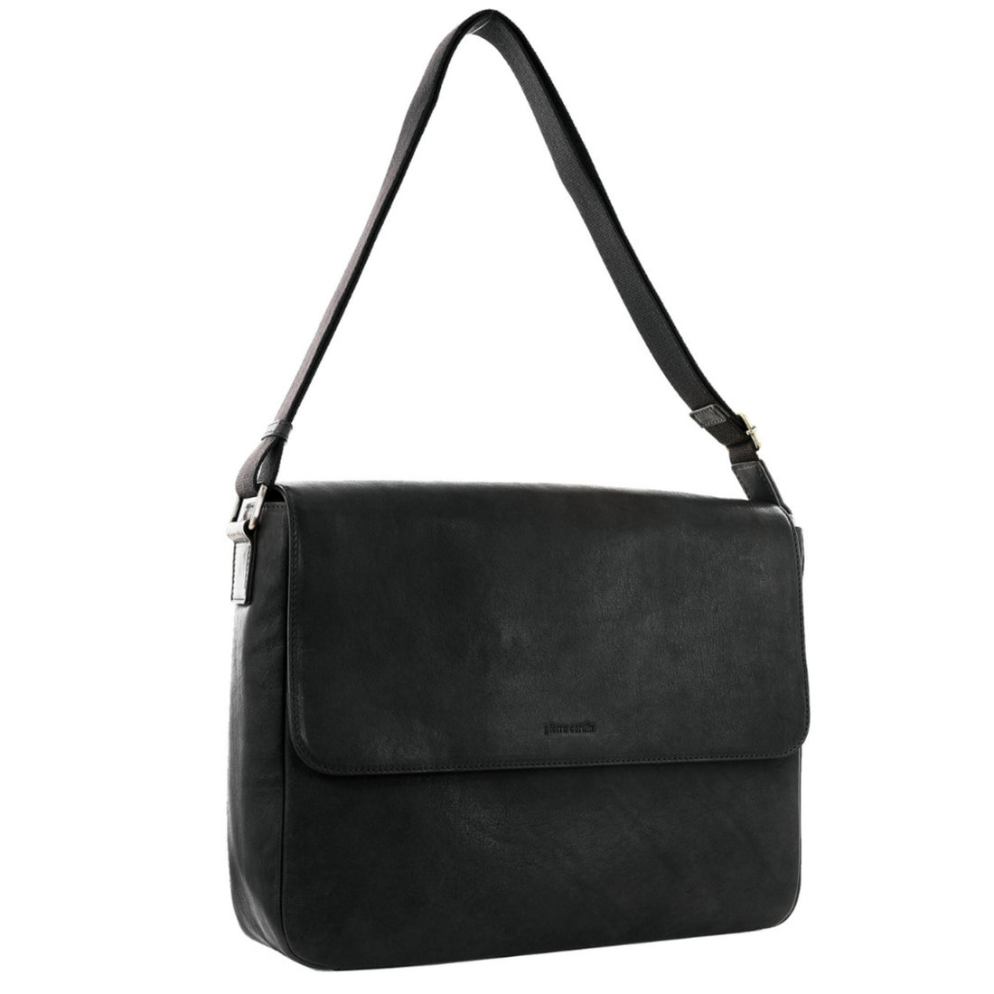 Pierre Cardin - PC4084 Leather Messenger Briefcase - Black