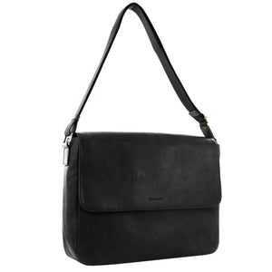 Pierre Cardin - PC4084 Leather Messenger Briefcase - Black